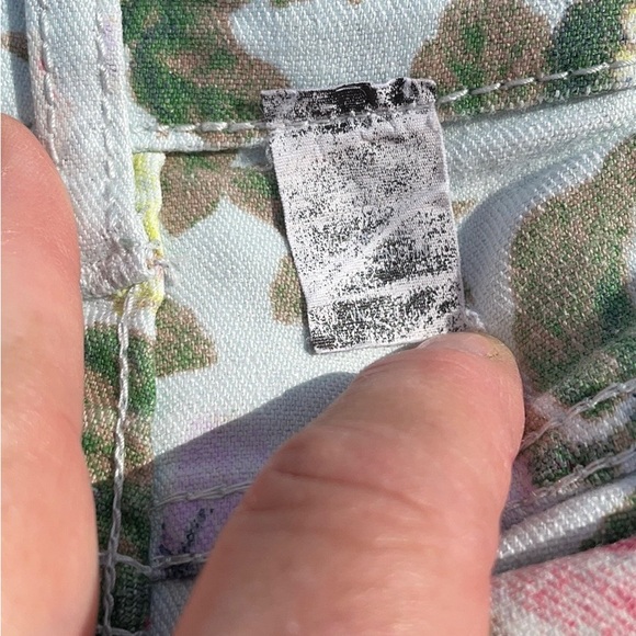 Flip Side 2 Sided Blue Jean Short Shorts Floral Gray Denim Frayed Hem Juniors 17 - Picture 14 of 16